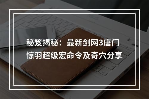 秘笈揭秘：最新剑网3唐门惊羽超级宏命令及奇穴分享