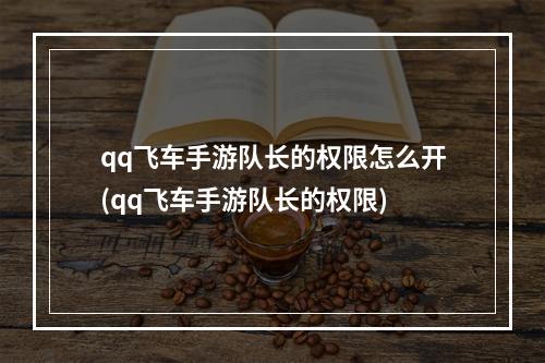 qq飞车手游队长的权限怎么开(qq飞车手游队长的权限)