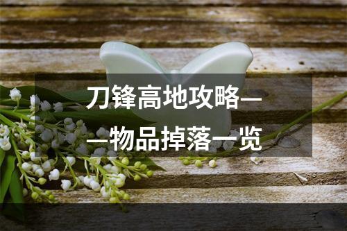 刀锋高地攻略——物品掉落一览