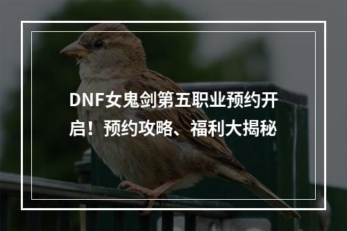 DNF女鬼剑第五职业预约开启！预约攻略、福利大揭秘