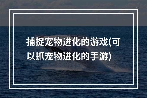 捕捉宠物进化的游戏(可以抓宠物进化的手游)