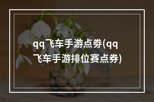 qq飞车手游点劵(qq飞车手游排位赛点券)