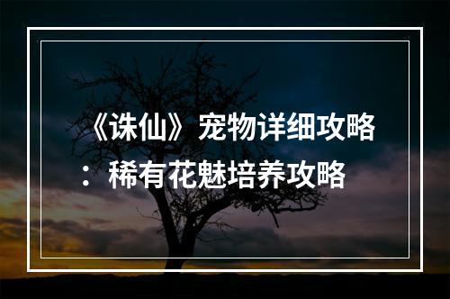 《诛仙》宠物详细攻略：稀有花魅培养攻略