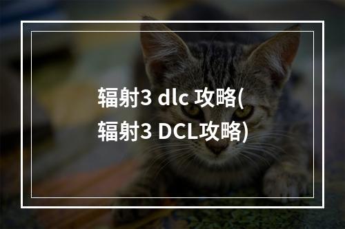 辐射3 dlc 攻略(辐射3 DCL攻略)