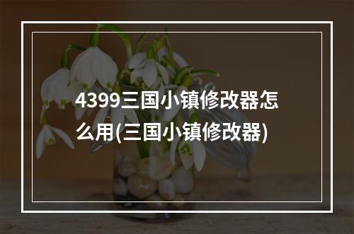 4399三国小镇修改器怎么用(三国小镇修改器)