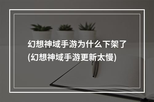 幻想神域手游为什么下架了(幻想神域手游更新太慢)