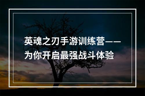 英魂之刃手游训练营——为你开启最强战斗体验