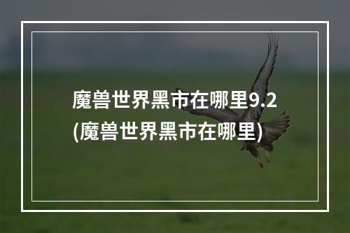 魔兽世界黑市在哪里9.2(魔兽世界黑市在哪里)