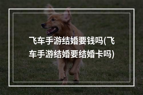 飞车手游结婚要钱吗(飞车手游结婚要结婚卡吗)