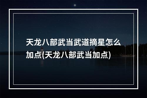 天龙八部武当武道摘星怎么加点(天龙八部武当加点)