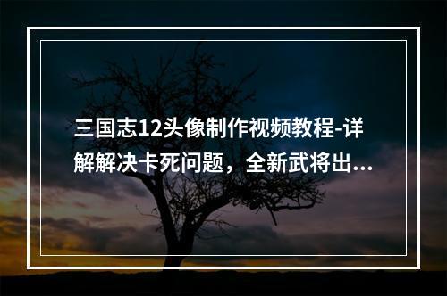 三国志12头像制作视频教程-详解解决卡死问题，全新武将出炉！