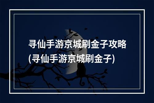 寻仙手游京城刷金子攻略(寻仙手游京城刷金子)