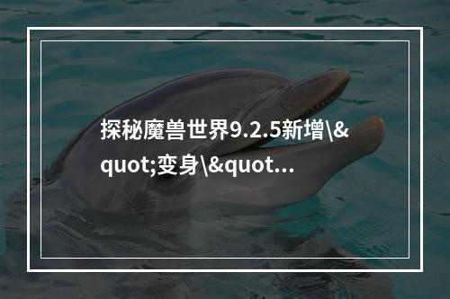 探秘魔兽世界9.2.5新增\"变身\"攻略