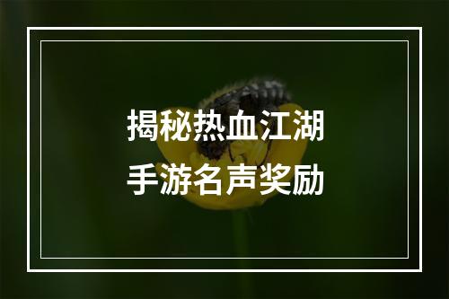 揭秘热血江湖手游名声奖励