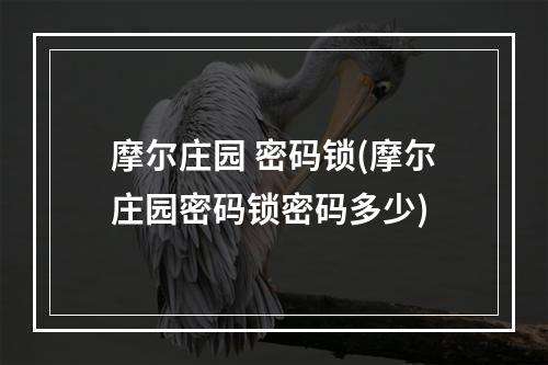 摩尔庄园 密码锁(摩尔庄园密码锁密码多少)