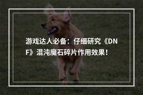 游戏达人必备：仔细研究《DNF》混沌魔石碎片作用效果！