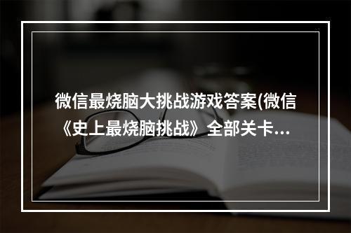 微信最烧脑大挑战游戏答案(微信《史上最烧脑挑战》全部关卡攻略答案汇总 机游 )