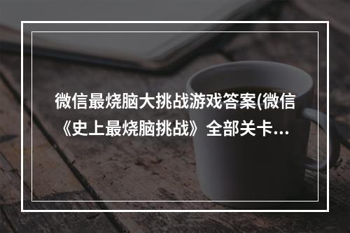 微信最烧脑大挑战游戏答案(微信《史上最烧脑挑战》全部关卡攻略答案汇总 机游 )