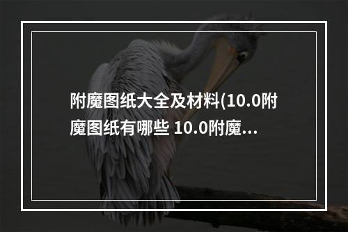 附魔图纸大全及材料(10.0附魔图纸有哪些 10.0附魔图纸配方大全 机游 )