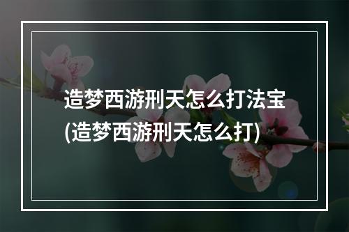 造梦西游刑天怎么打法宝(造梦西游刑天怎么打)