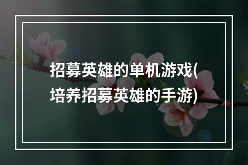 招募英雄的单机游戏(培养招募英雄的手游)