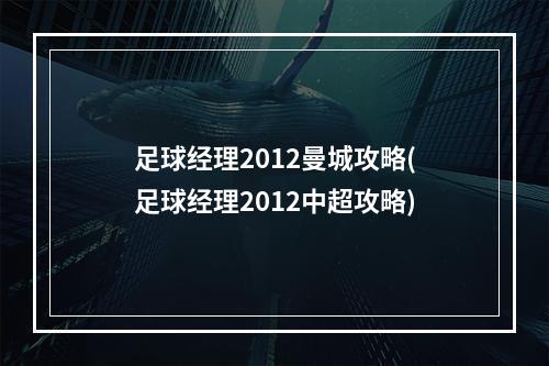 足球经理2012曼城攻略(足球经理2012中超攻略)