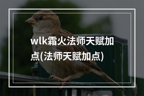 wlk霜火法师天赋加点(法师天赋加点)