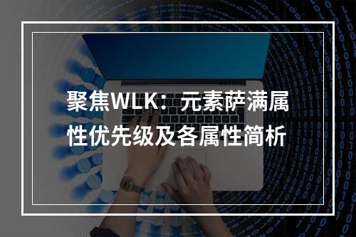 聚焦WLK：元素萨满属性优先级及各属性简析