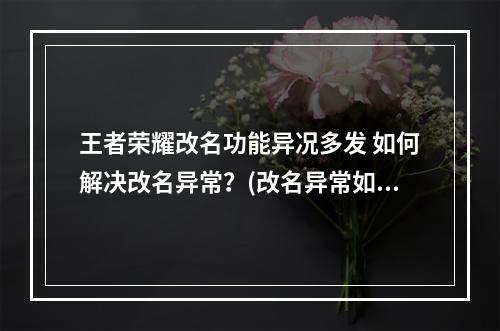 王者荣耀改名功能异况多发 如何解决改名异常？(改名异常如何解决/王者荣耀改名出错怎么办)