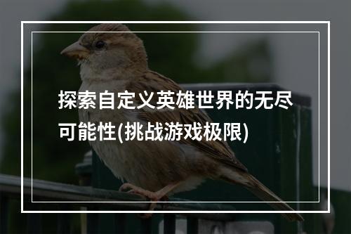 探索自定义英雄世界的无尽可能性(挑战游戏极限)