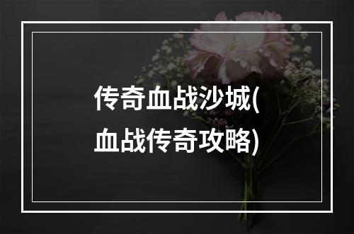 传奇血战沙城(血战传奇攻略)