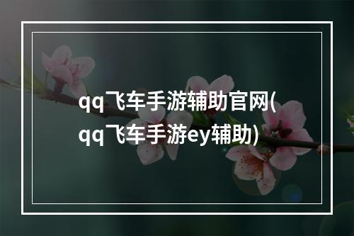 qq飞车手游辅助官网(qq飞车手游ey辅助)