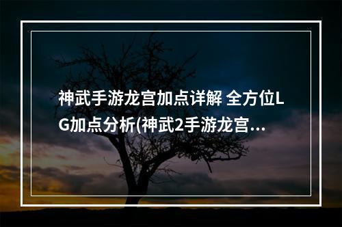 神武手游龙宫加点详解 全方位LG加点分析(神武2手游龙宫平民加点)