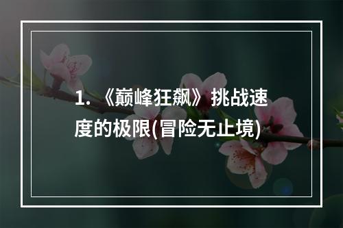 1. 《巅峰狂飙》挑战速度的极限(冒险无止境)