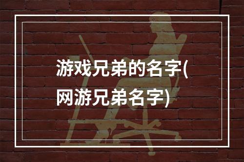 游戏兄弟的名字(网游兄弟名字)