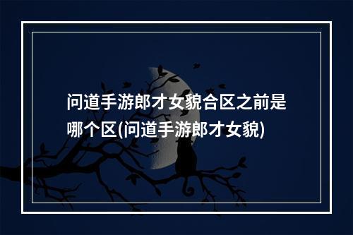 问道手游郎才女貌合区之前是哪个区(问道手游郎才女貌)