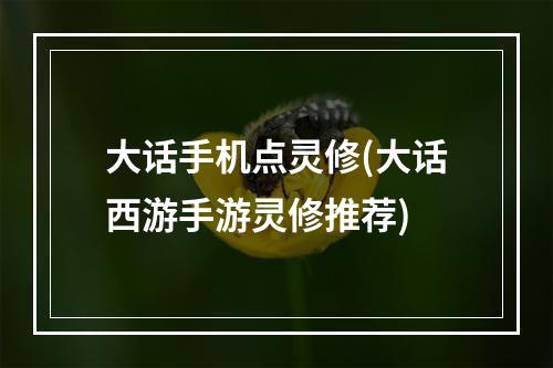 大话手机点灵修(大话西游手游灵修推荐)