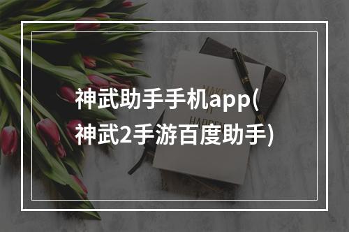 神武助手手机app(神武2手游百度助手)