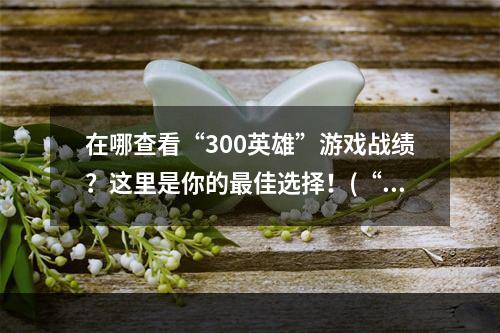 在哪查看“300英雄”游戏战绩？这里是你的最佳选择！(“300英雄”战绩网站大比拼，这里才是最全面的！)