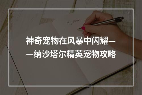 神奇宠物在风暴中闪耀——纳沙塔尔精英宠物攻略