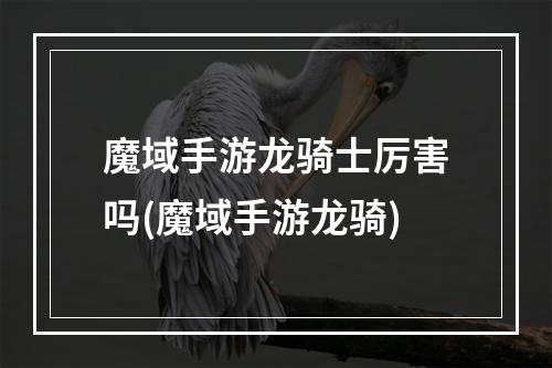 魔域手游龙骑士厉害吗(魔域手游龙骑)