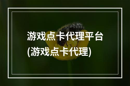 游戏点卡代理平台(游戏点卡代理)