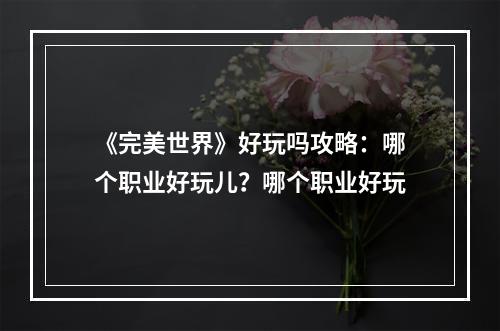 《完美世界》好玩吗攻略：哪个职业好玩儿？哪个职业好玩