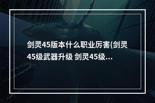 剑灵45版本什么职业厉害(剑灵45级武器升级 剑灵45级武器选择 剑灵45级武器成长)