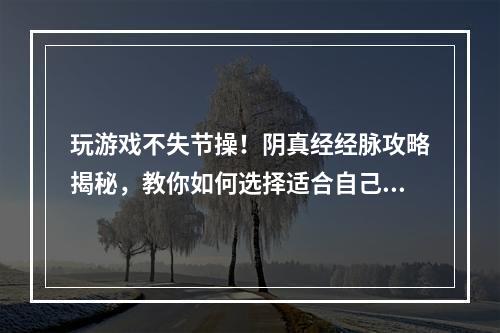 玩游戏不失节操！阴真经经脉攻略揭秘，教你如何选择适合自己的闪闪女郎