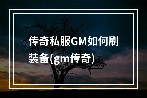 传奇私服GM如何刷装备(gm传奇)