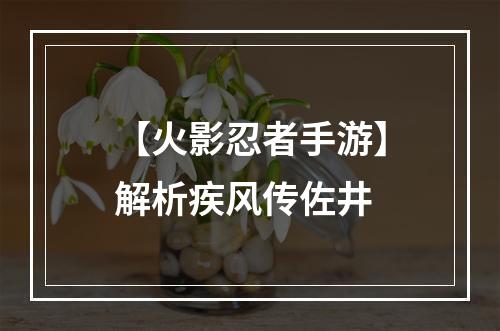 【火影忍者手游】解析疾风传佐井