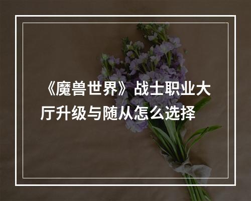 《魔兽世界》战士职业大厅升级与随从怎么选择