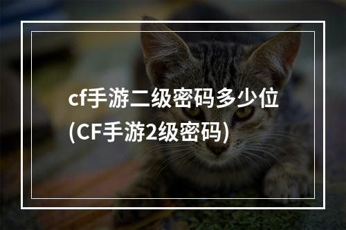 cf手游二级密码多少位(CF手游2级密码)