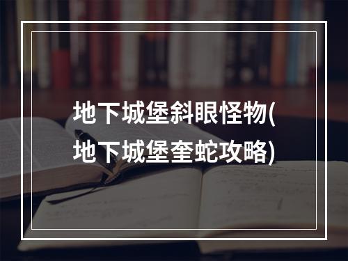 地下城堡斜眼怪物(地下城堡奎蛇攻略)